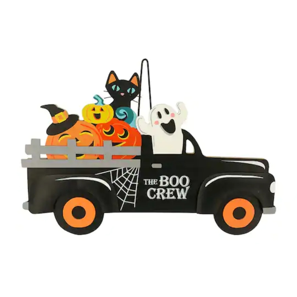 'Boo Crew' Halloween Truck Cat, Ghost & Pumpkin Fall Decor